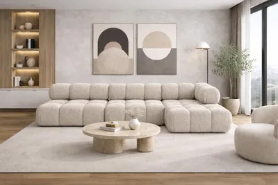 Produktbild von Kaiser Möbel Ecksofa Modulare L-Form, Bouclé-Stoff Abriamo, Beige, Rechts, Selia