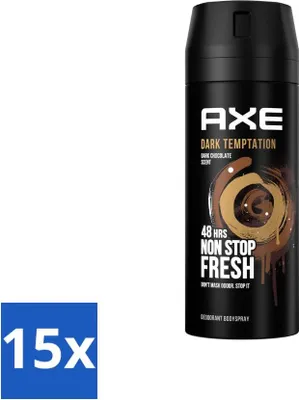 Zdjęcie produktu dla AXE - Dezodorant w sprayu - Dark Temptation - Zapach czekolady - Uwodzicielsko świeży - 150 ml - Value pack - 15 szt
