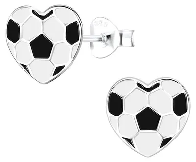 Produktbild von Fußballherz Ohrstecker: Fußball Kinder Ohrringe Silber 925