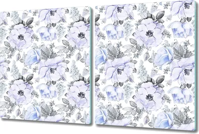 Produktbild von Glas-Herdabdeckplatte Glaskeramikkochfeld-Abdeckung Spritzschutz - 2x 40x52 cm - Blaue Rosen Aquarell