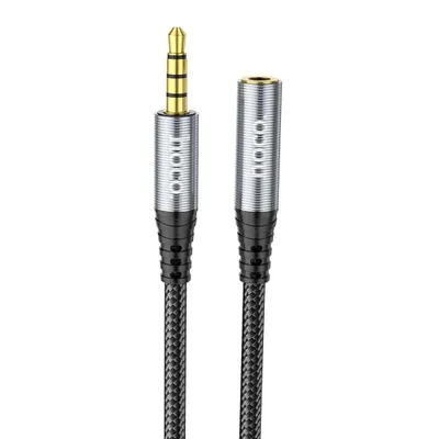 Image de Câble AUX jack 3,5 mm (mâle) vers jack 3,5 mm (femelle) 1m en noir
