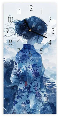 Produktbild von Wanduhr aus Glas mit Motiv Asiatische Landschaft- 30 x 60 cm - inkl. Aufhängesystem