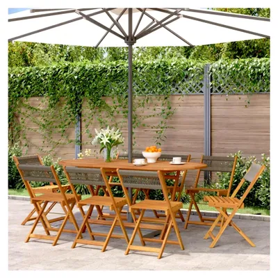 Produktbild von Gartenstühle 8 Stück klappbar grau aus massivem Akazienholz für den Außenbereich