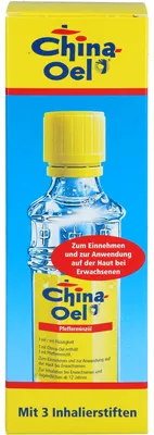 Produktbild von China-Oel mit 3 Inhalatoren Pfefferminzöl, 100 ml ätherisches Öl