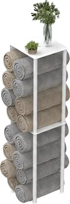 Produktbild von Relaxdays Handtuchhalter Wand, für gerollte Handtücher, Handtuchturm, HBT: 83,5x20x20 cm, Handtuchregal, Eisen, weiß