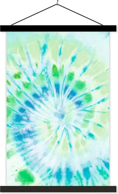 Produktbild von MuchoWow® Textilposter Krawattenfärbung - Muschel - Grün - Blau 60x90 cm mit schwarzem Rahmen - Poster Wohnzimmer