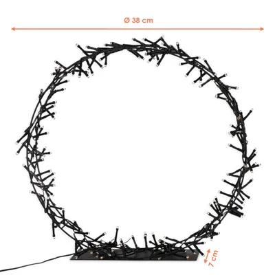 Immagine prodotto di Anello a grappolo di LED su supporto - 200 LED / Ø 38 cm - con timer / bianco caldo / interno ed esterno