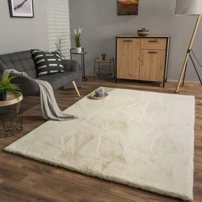 Produktbild von TT Home Wohnzimmer Hochflor Teppich Langflor Soft Kaninchenfell Fell Imitat Weich Größe 120 cm Rund