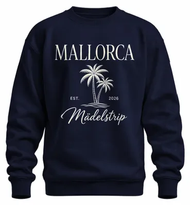 Obrázek produktu pro Mallorca: Dívčí výlet 2026, plážová dovolená, párty, skupina, mikina s potiskem, tmavě modrá, velikost XL