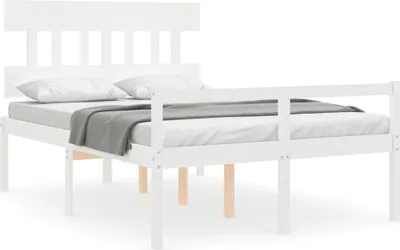 Produktbild von vidaXL Seniorenbett mit Kopfteil 120x200 cm Weiß Massivholz