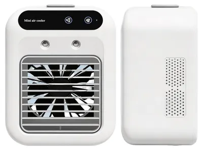 Produktbild von Mobiler Luftkühler Mini Klimaanlage, USB Akku, leise, 25W, mit Wassertank & Luftbefeuchter, 2 Stufen, für Schlafzimmer, Büro, Outdoor