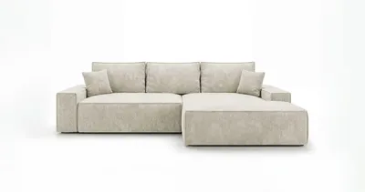 Image de Canapé d’angle VERONA droit blanc velours côtelé Poso 100 - fonction couchage, coffre de rangement pour la literie