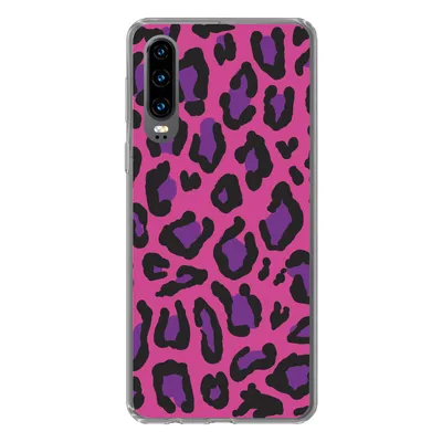 Produktbild von MuchoWow® Handyhülle Schutzhülle Hülle für Huawei P30 Pantherdruck - Rosa - Lila Silikon Softcase Handy Hülle - Kartenbesitzer