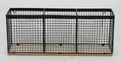 Produktbild von 6x Regal mit Drahtkörben 40x16x10cm aus Metall und MDF Aufbewahrungsregal im Industrial Design ideal für Küche Bad Büro oder Deko vielseitig und robust