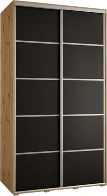 Produktbild von MEBLE KRYSPOL Cannes 4 Schrank mit 2 Schiebetüren - 205,2x130x60 cm - Artisan Schwarz Silber