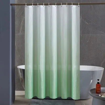 Image de Rideau de douche anti-moisissure, 150 x 180 cm, blanc/vert, imperméable, 10 anneaux