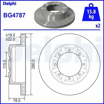 Produktbild von 2x DELPHI Bremsscheibe BG4787 für RENAULT Master Pro Kastenwagen (FH__) 78mm