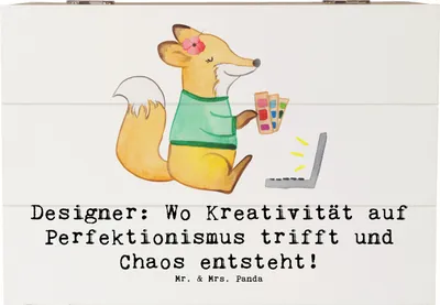 Produktbild von Mr. & Mrs. Panda Holzbox Designer Magie 22 x 15 cm - Weiß - Geschenk, Beruf, Inspiration, Holztruhe, fotobox, Schatulle, Aufbewahrungsbox aus Holz, Grafikdesign, Box