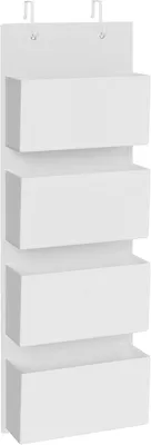 Imagen del producto de Organizador colgante para puerta: Estante con 4 compartimentos, fabricado en tela no tejida, con dimensiones de 33,5 x 12 x 100 cm