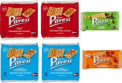 Produktbild von Testpaket Gran pavesi snack crackers salati senzapomodoro e oilve 6 stuck Salzgebäck gesalzen + Italian Gourmet polpa 400g