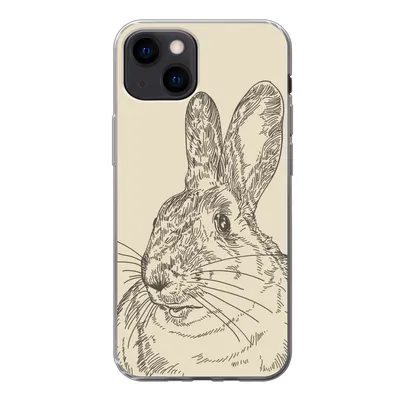 Produktbild von MuchoWow® Handyhülle Schutzhülle Hülle für iPhone 13 mini Vintage-Illustration eines Kaninchens Silikon Softcase Handy Hülle - Softcase