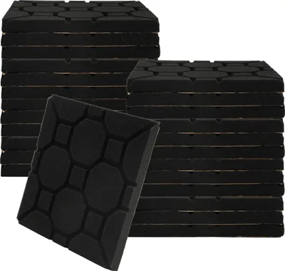 Immagine prodotto di Hengda 24 pezzi di schiuma acustica tappetini di schiuma acustica quadrati 30 x 30 x 2,5 cm tappetini di isolamento acustico per piastrelle di schiuma efficace nero