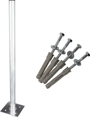 Produktbild von PremiumX 100cm Ø 50mm Standfuß Aluminium SAT Antennenmast Mastfuß Flachdach Ständer Schrauben