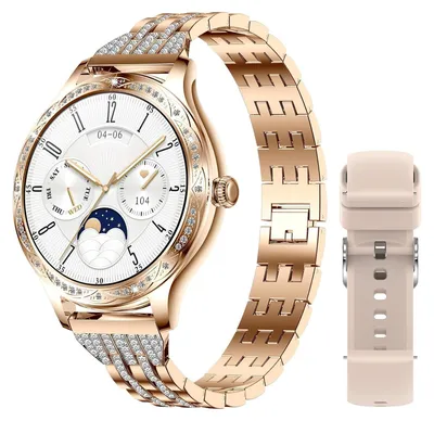 Produktbild von Damen Smartwatch mit Anruffunktion mit Blutdruck Herzfrequenz Kalorien Schlaftracker Sprachassistent Sprachassistent Diamant Sportuhr für iOS Android