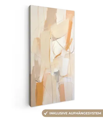 Obrázok produktu pre MuchoWow® - Plátno - Abstraktné - Béžová - Oranžová - Umenie - Moderné, nástenné umenie, nástenné dekorácie Obývacia izba, 20x40cm