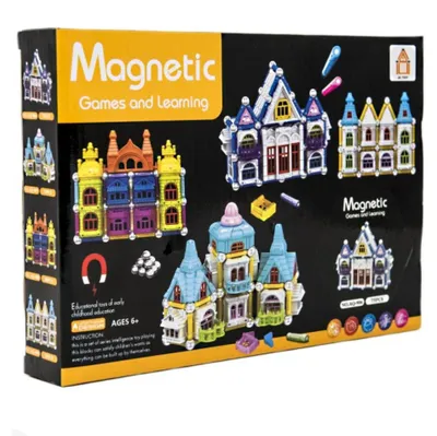 Produktbild von Magnetisches Bauklotzset "Haus", 75 Teile, in einer Schachtel mit den Maßen 25x18x4 cm