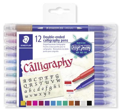 Produktbild von STAEDTLER 3005 Doppelfasermaler Kalligraphie Etui mit 12 Farben