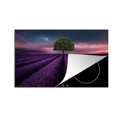 Produktbild von KitchenYeah© Herdabdeckplatte Lavendel - Baum - Lila , 83x51cm, Küche Deko, Glaskeramikkochfeld Herdabdeckung, Abdeckplatte fùr Kochfeld