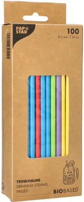 Produktbild von PAPSTAR Papier-Trinkhalm "pure" 200 mm farbig sortiert 100 Stück
