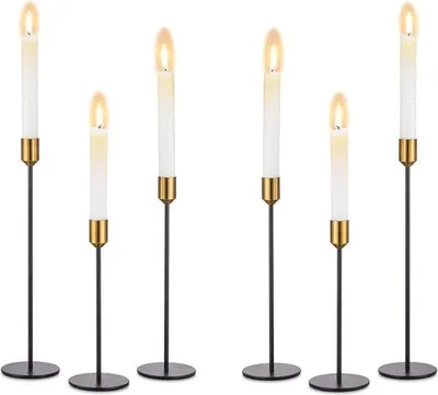 Produktbild von Famanu Kerzenständer Set - 6 Stück mit Messing-Spitze für Tischdekoration
