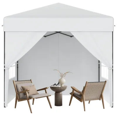 Image de YRHome : pavillon de jardin pop-up 2,5 x 2,5 m, montage rapide à un bouton, imperméable et résistant aux UV, avec 4 parois latérales, sac de transport inclus – Blanc