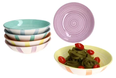 Produktbild von Beach Pastello Stripes 6er Set Suppenteller 600ml pastell Streifen Steingut