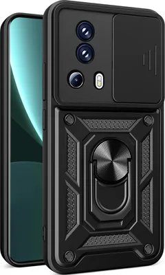 Produktbild von Hülle für Xiaomi 13 Lite / Civi 2 mit Ring Ständer Halter Dia Kameraschutz TPU PC Hybrid Handyhülle Schwarz