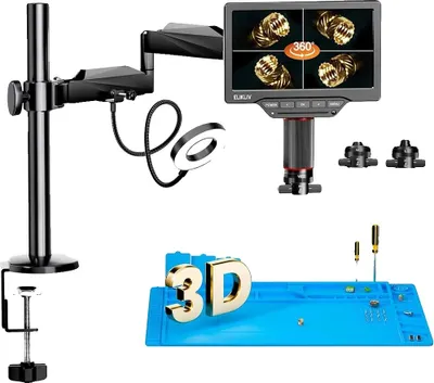 Produktbild von Digitalmikroskop, 3D-Ansicht, magnetische Dual-Linsen, mit Matte