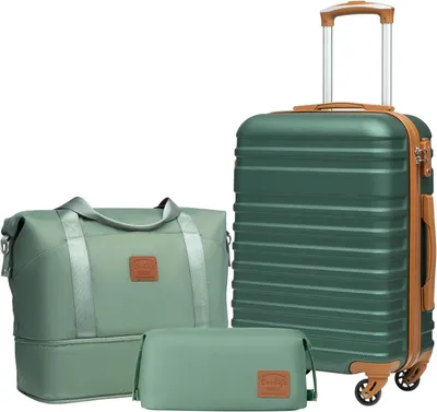 Image de COOLIFE Valise Trolley Set ABS coque dure 4 roulettes serrure TSA 3pcs Bagage à main