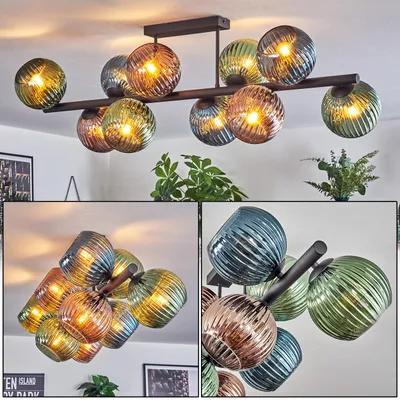 Produktbild von Fossobiubo Deckenlampe aus Metall/Glas in Schwarz/Grün/Blau/Kupferfarben