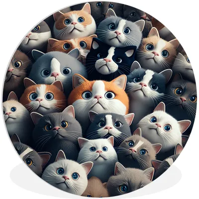 Produktbild von MuchoWow® Rundes Wandbild - Runde Bilder Katze - Tiere - Katze - Grau - Muster - Kind Ø 90 cm Kreis Wanddekoration Kunststoff - Wandkreis - Wandschmuck - Wand-Kreis - Wohnzimmer - Bild - Runde - Wanddeko - Dibond - Kunstdrucke