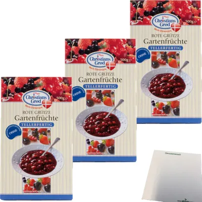 Produktbild von Chr.Grod Grütze Gartenfrüchte Tellerfertig 3er Pack (3x500g Packung) + usy Block
