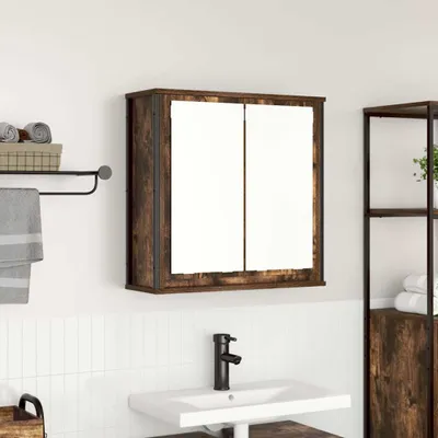 Produktbild von Best Möbel Bad-Wandschrank mit Spiegel Räuchereiche 60x21x60 cm - Spiegelschränke Cloris Neu4193059 1parcel