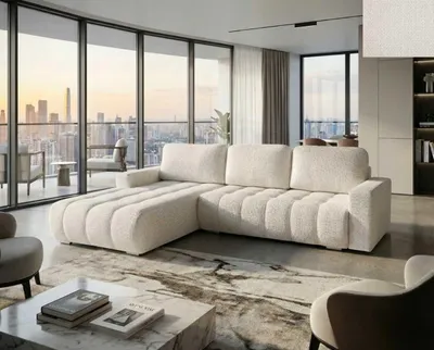 Produktbild von Ecksofa ACILIA Nordelo Schlaffunktion Bettkasten links/rechts Stoff Flow Beige