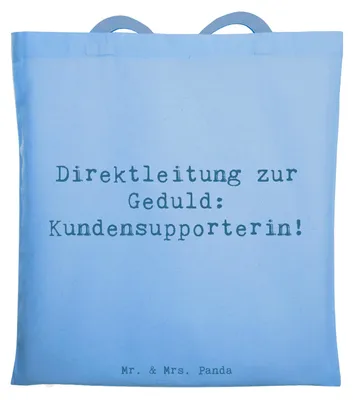 Produktbild von Mr. & Mrs. Panda Tote Bag Spruch Kundensupporterin Geduld - Sky Blue - Geschenk, Serviceheldin, Tasche, Beruf, Tragetasche, kreative Geschenke, Berufsprodukte, Support
