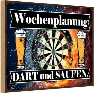 Produktbild von vianmo Holzschild 20x30 cm Wochenplanung Dart und Saufen Dekoration