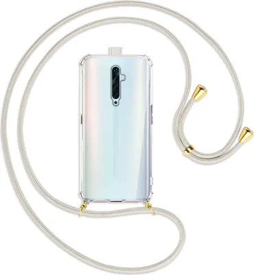 Produktbild von Handykette Backcover-Schutzhülle mit Band (Metall goldfarben) für Oppo Reno2 Z / Reno2 F - broken white