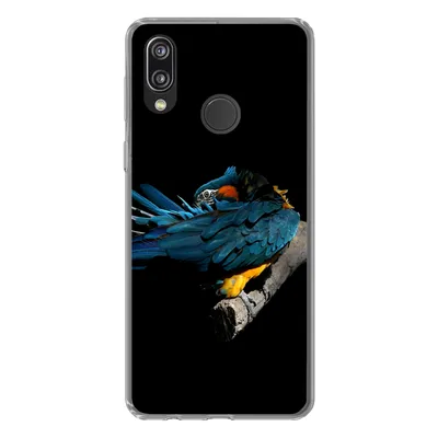 Produktbild von MuchoWow® Handyhülle Schutzhülle Hülle für Huawei P20 Lite (2020) Vogel - Federn - Zweig - Schwarz Silikon Softcase Handy Hülle - Kartenhalter