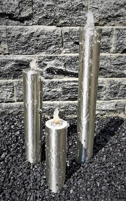 Produktbild von Säulenbrunnen Wasserspiel rund 3er-Set Edelstahl 80/60/40 x 10 cm Komplettset
