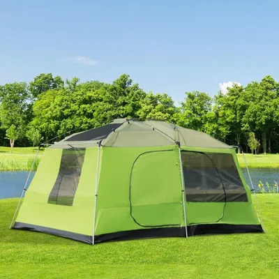 Produktbild von Campingzelt & Kuppelzelt – Familienzelt für 4-8 Personen mit 2 Schlafkabinen, 405x305x225cm, ideal für Outdoor Abenteuer & Camping